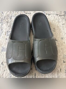UGG Dark Gray  Logo Slide Sandals